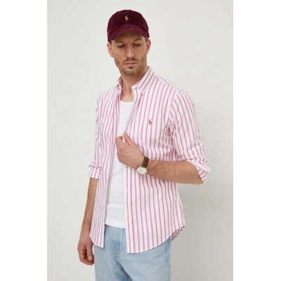 Polo Ralph Lauren pánska bavlnená košeľa slim s golierom button-down 710938684 ružová