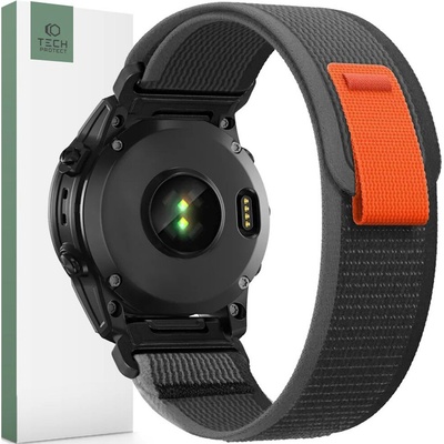 Tech-Protect Nylon na Garmin Fenix 3/5×/6×/6× Pro/7×, black/orange TEC606805