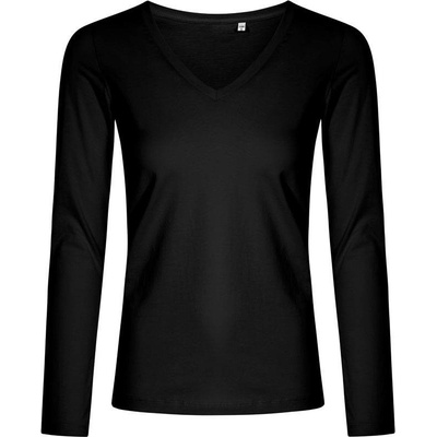 Promodoro 3086 Dámske tričko Slim Fit s výstrihom do V čierna