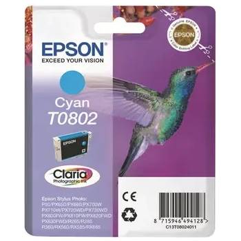 Image 1 of Compatible ГЛАВА ЗА EPSON STYLUS PHOTO R 265/360/RX 560/585/685/P 50/PX 650/660/700/710/720/800/810 - Cyan - T0802C - G&G - 935 pages / 8 ml (C13T08024011)
