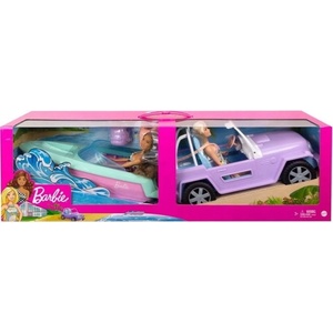 Mattel GXD66 Barbie Комплект джип, лодка и 2 кукли (GXD66)