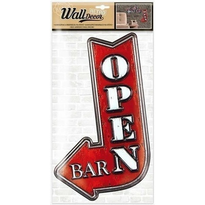 Wall decor Retro OPEN BAR - samolepiaca dekorácia 24x47 cm