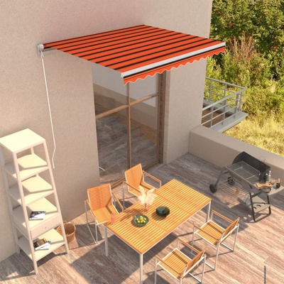 Dekorhome Ručně zatahovací markýza 3x2,5 m Hnědá / oranžová