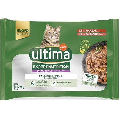 Ultima Cat Expert Nutrition Hairball hovädzie a losos 44 x 70 g
