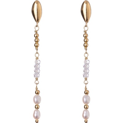 Alisia Dlhé pozlátené náušnice s pravými perlami a zirkónmi AL4814.01.000