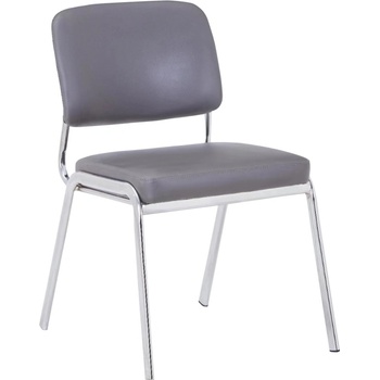 RFG Посетителски стол RFG Slow M (C-106/X86/1PC), до 120кг, еко кожа, хромирана база, сив (C-106/X86/1PC)