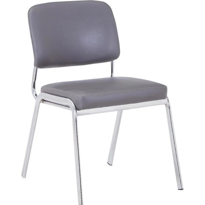 RFG Посетителски стол RFG Slow M (C-106/X86/1PC), до 120кг, еко кожа, хромирана база, сив (C-106/X86/1PC)