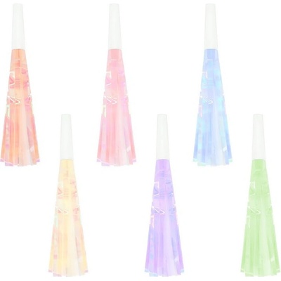 Party Pal Papírové střapcové frkačky, mix pastelových lesklých barev, 6ks – Sleviste.cz