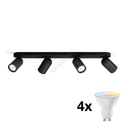 - LED RGBW димируемо точково осветително тяло 4xGU10/4, 9W/230V 2700-6500K черно (LEDP2055)