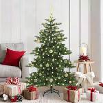 vidaXL Изкуствено коледно дърво с хингед Зелен 150 cm PVC и стомана (3397657)