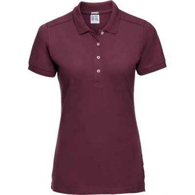 Russell Athletic 566f / Дамска еластична поло тениска с къс ръкав - бордо xl (10566f37004)