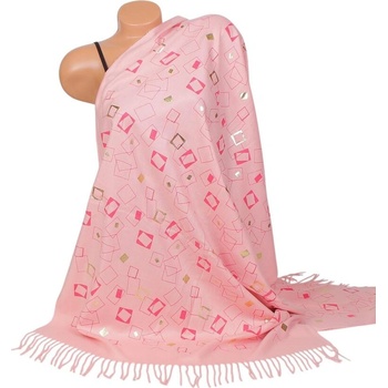 Кашмирен шал в цвят розова пудра с фигури
