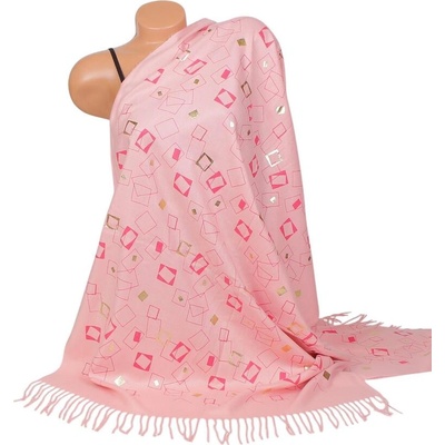 Кашмирен шал в цвят розова пудра с фигури
