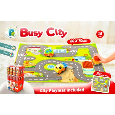 Felyx Toys Kiddy Go Килим с 3 мини колички Busy City
