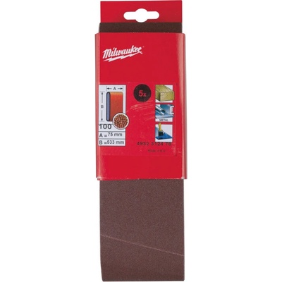 MILWAUKEE 4932312478 Brúsne pásy 75 × 533 mm, zrn. 100 –5 ks