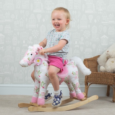 Bigjigs Toys Bigjigs dřevěný houpací kůň s květy