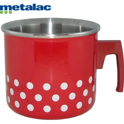 Metalac smaltovaný mliekovar 16 cm/2 L červená bodka