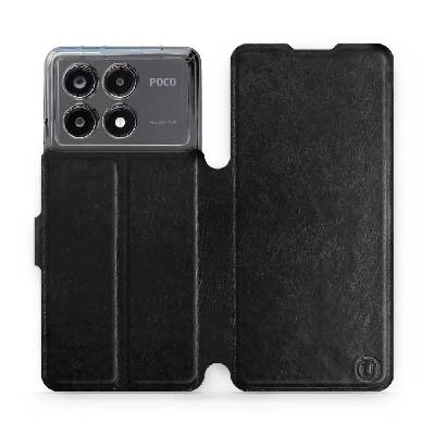 Flipové pouzdro Mobiwear - Xiaomi Poco X6 Pro 5G - Černé a šedé (Knížkové flip pouzdro, obal, kryt na mobil Xiaomi Poco X6 Pro 5G - Černé a šedé, materiál Umělá kůže + TPU - ochrana 360°, stojánek, si