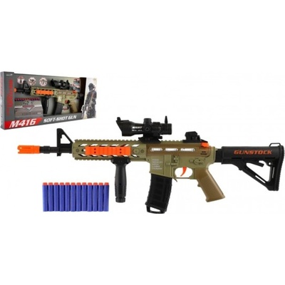 Teddies Samopal na pěnové náboje + náboje 12ks plast 60cm na baterie se světlem zvukem