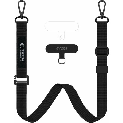 Šňůrka na krk Tech-Protect C6S Crossbody popruh na mobil 2v1 černý