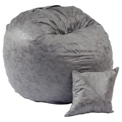 PUFRELAX Комплект, Барбарон и декоративна възглавница, 600л. , King Size - Smoke Grey, Перящ се калъф, Трансформира се в легло, Пълнеж с микс от мемори пяна и дунапрен, Гама Premium (PUF-M-KP-PT-MNGRE)