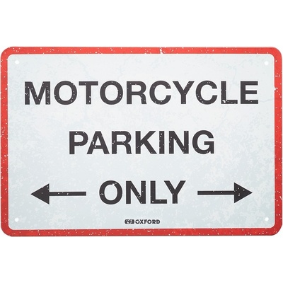 Plechová cedule PARKING, OXFORD (červená/šedá, rozměr 90 x 60 cm)