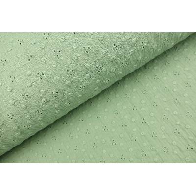 Dvojitá gázovina vyšívaná - dusty mint