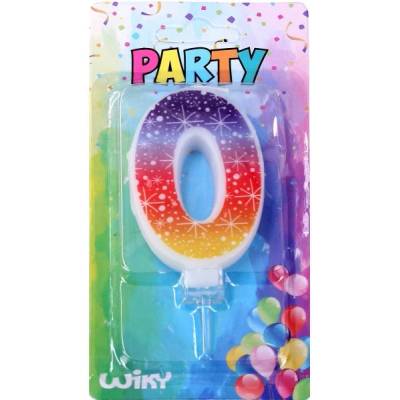 Wiky Парти свещ цифра 0 Звезди (017505)