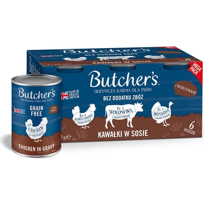 Butchers Original bez obilnín pre psy mix balenie 3 druhy 12 x 400 g
