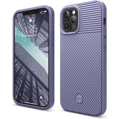 elago Cushion Case - удароустойчив силиконов (TPU) калъф за iPhone 12, iPhone 12 Pro (лилав)