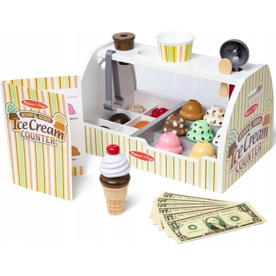 Melissa & Doug Ice Cream Counter Drevená zmrzlináreň 28 ks