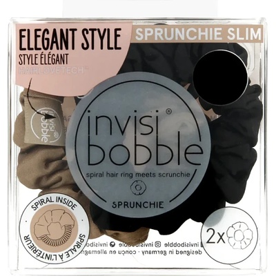 Invisibobble SPRUNCHIE SLIM ластик за коса Elegant Style 2 бр. цвят True Golden - черна и златна