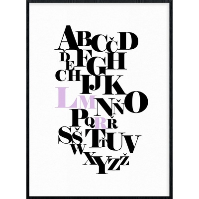 Jen tak z lásky Plakát Abeceda s iniciály Rozměr plakátu: 30 x 40 cm, Barva písma iniciálů: Růžová