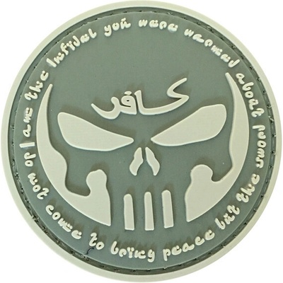 WARAGOD Nášivka 3D Round Infidel Punisher olivová 6cm