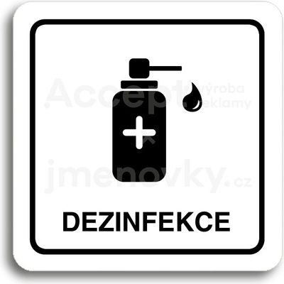 ACCEPT Piktogram dezinfekce V - bílá tabulka - černý tisk