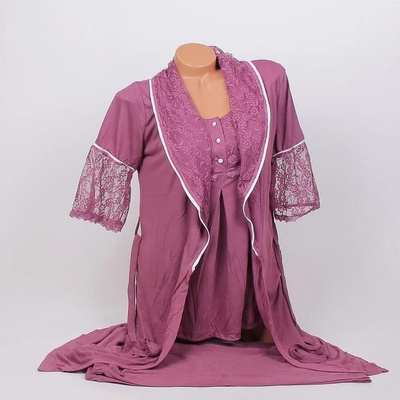 Лилав комплект за бременни и кърмачки с дантела на цветя