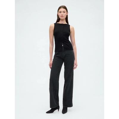GAP V-HR WIDE LEG BLACK PIMA Dámské džíny černá