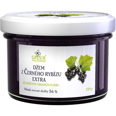 Grešík Valdemar Džem z Černého rybízu BIO ovocná složka 56% se sníženým obsahem cukru 220 g