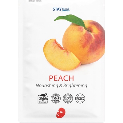 Stay Well Vegan sheet mask - PEACH Маска за лице дамски 23gr