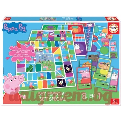 Educa Комплект 8 в 1 настолни игри Пепа Пиг, Peppa Pig, Прасето Пепа, EDUCA 16791 (EDU16791)