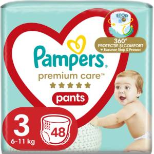Pampers Premium Care Pants Size 3 еднократни пелени гащички 6-11kg 48 бр