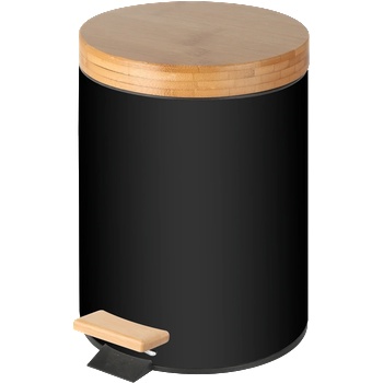 Image 1 of HORECANO G-Кош с педал и бамбуков капак 5lt - 20, 5x27, 5cm ЧЕРЕН (99033-004-B) (0185125)