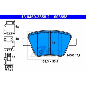 Sada brzdových platničiek, vždy 4 kusy v sade ATE 13.0460-3858.2 (13046038582)