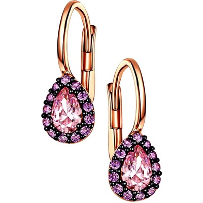 Zlaton Náušnice růžové zlato kapka se zirkony 1.7cm 3.1g 001012305244