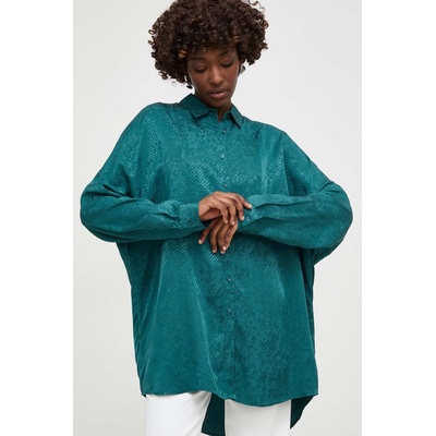 ANSWEAR Риза Answear Lab дамска в зелено със свободна кройка с класическа яка (33474.TKK)