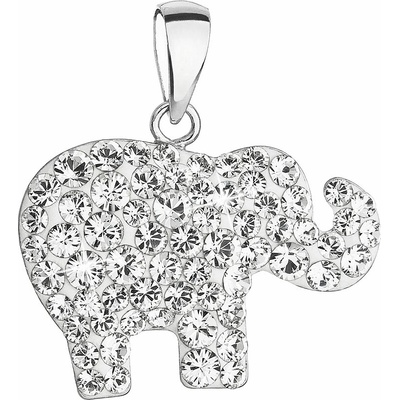 Pavona Strieborný prívesok s krištálmi Swarovski biely slon 34247.1