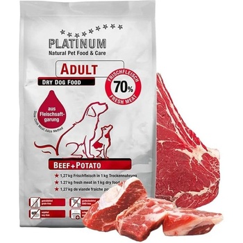 PLATINUM Супер премиум храна Platinum Adult Beef and Potato 70% прясно телешко месо годно за човешка консумация 1.5kg