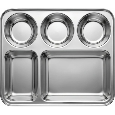 Obdĺžnikový nerezový Thali tanier 33,50 cm x 26 cm