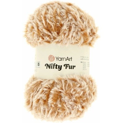 Yarnart Nifty Fur 8414 hnedožltá s bielou