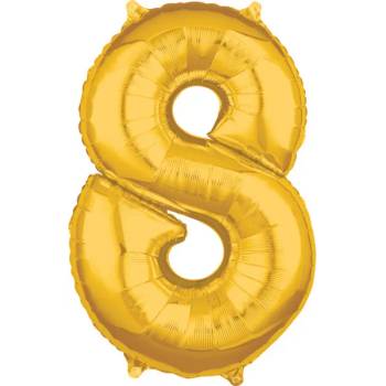 Image 1 of Amscan Балон от фолио - число 8 златен 66см